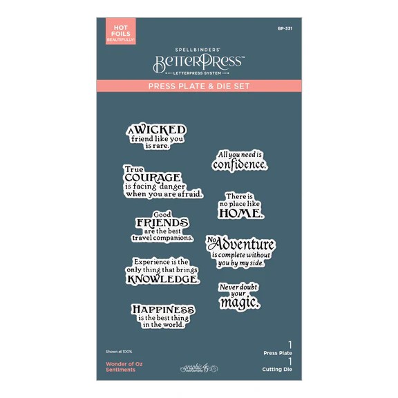 Spellbinders Wonder of Oz Betterpress Plate Sentiments