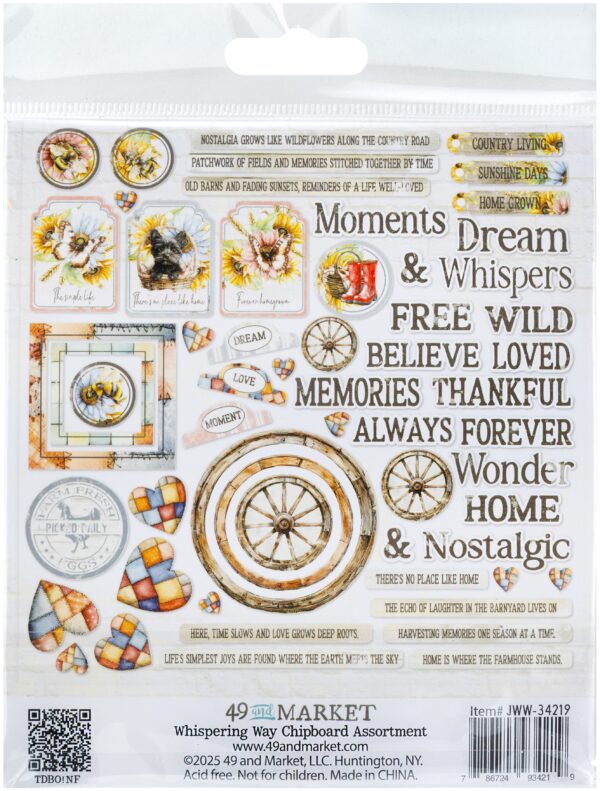 49 & Market Ephemera Whispering Way Chipboard Assortment