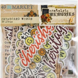 49 & Market Ephemera Nostalgic Memories Chipboard Words