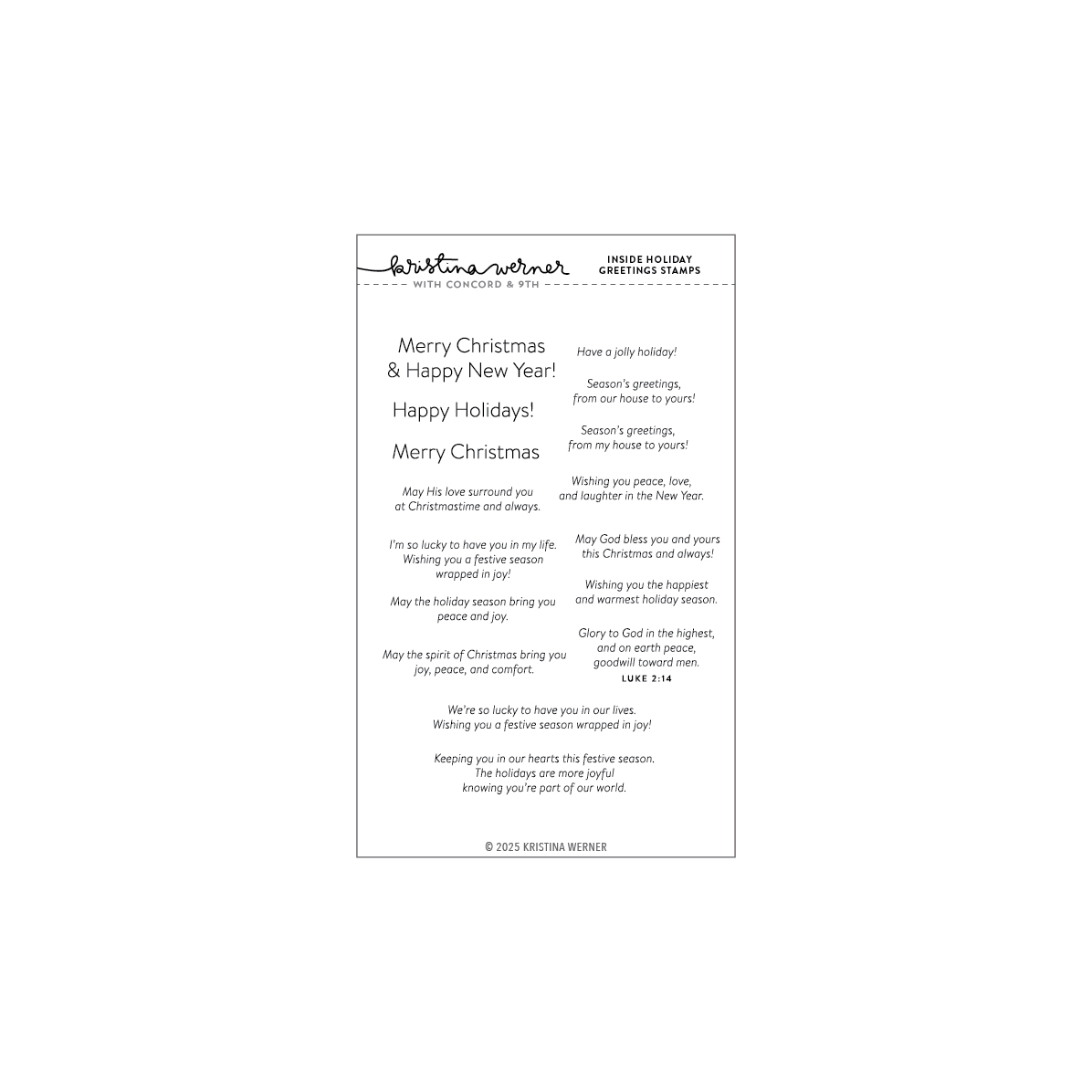 Concord & 9th Stamp Inside Holiday Greetings