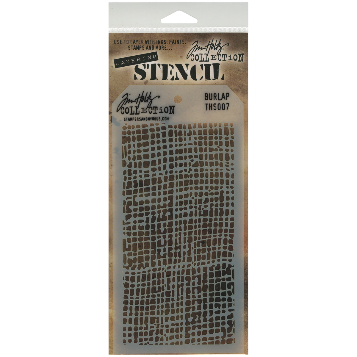 STAMPERS ANONYMOUS TIM HOLTZ LAYERING STENCIL BURLAP