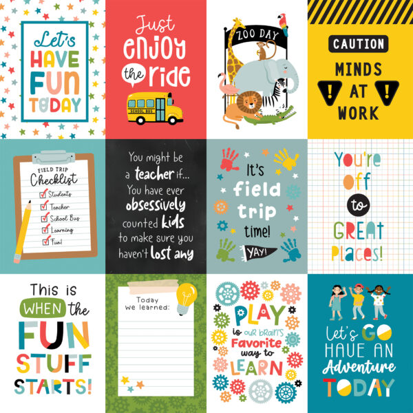 Echo Park Field Trip 12X12 3X4 Journaling Cards
