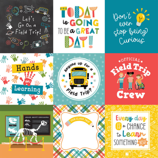 Echo Park Field Trip 12X12 4X4 Journaling Cards