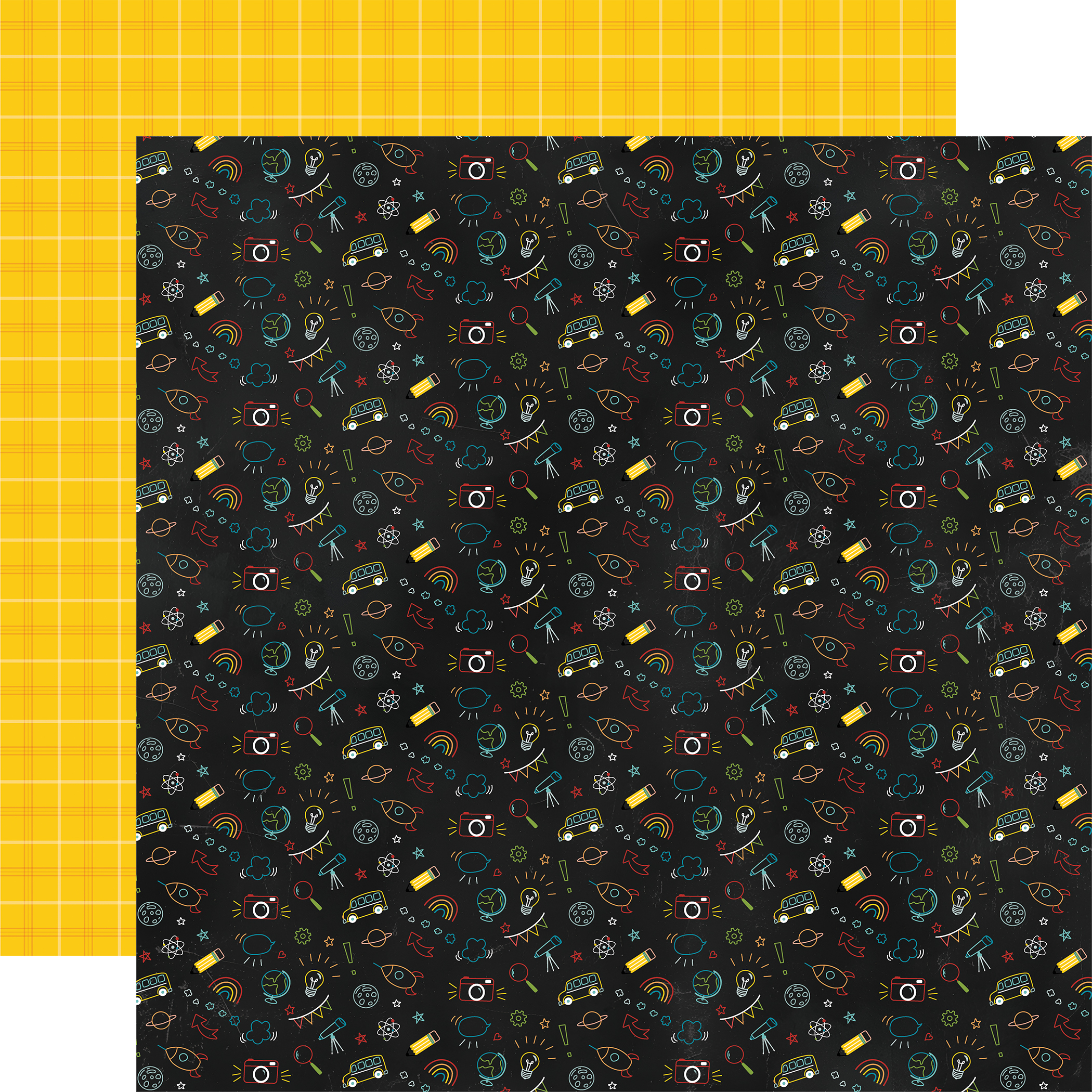 Echo Park Field Trip 12X12 Neon Chalkboard Doodles