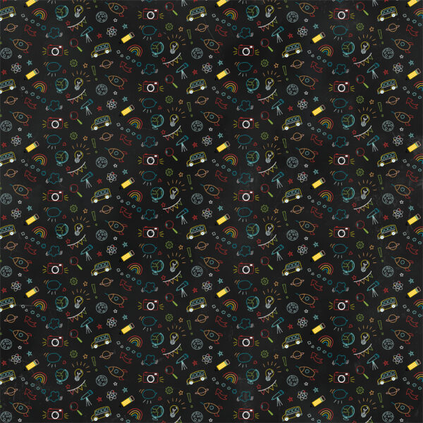 Echo Park Field Trip 12X12 Neon Chalkboard Doodles