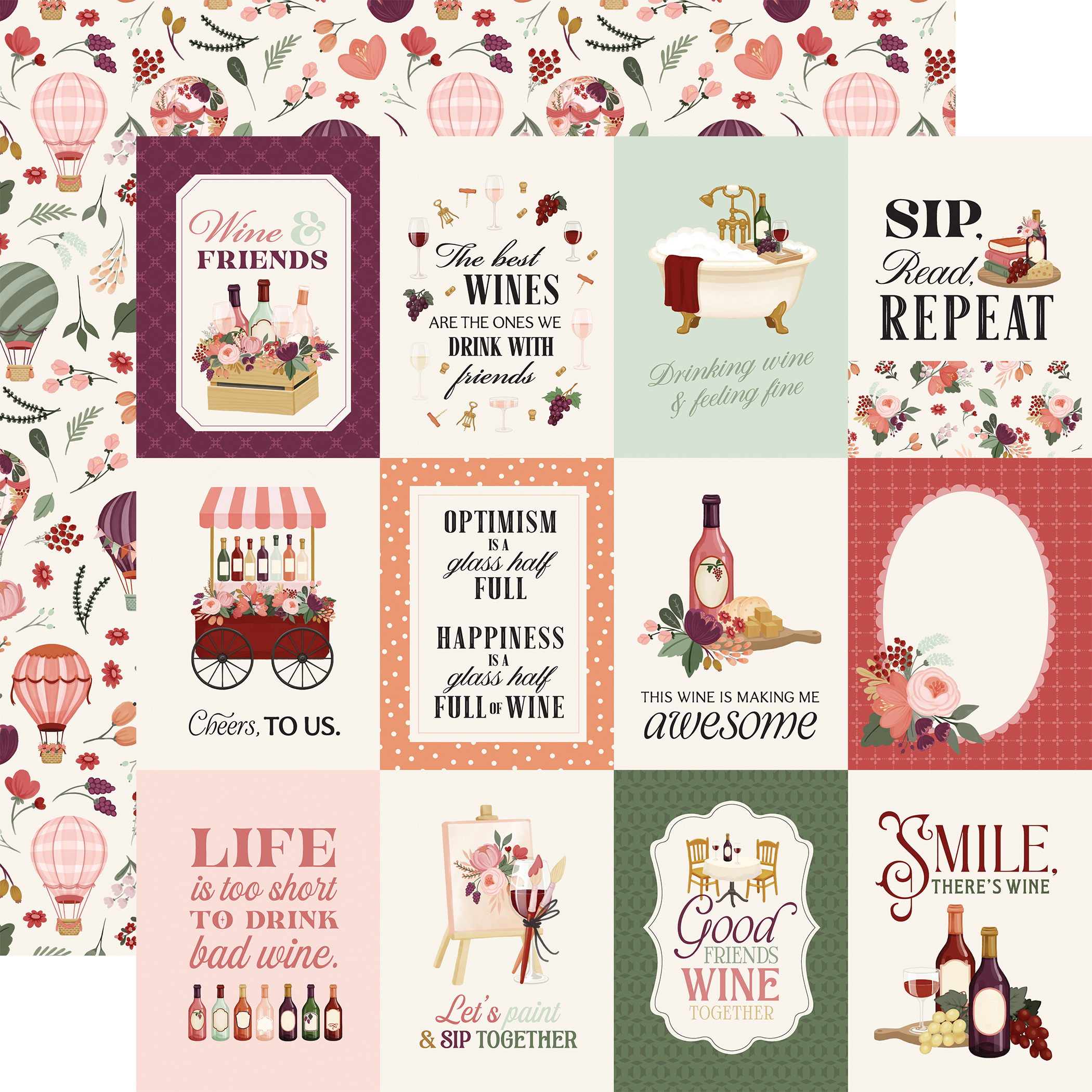 Carta Bella Wine 12X12 3X4 Journaling Cards