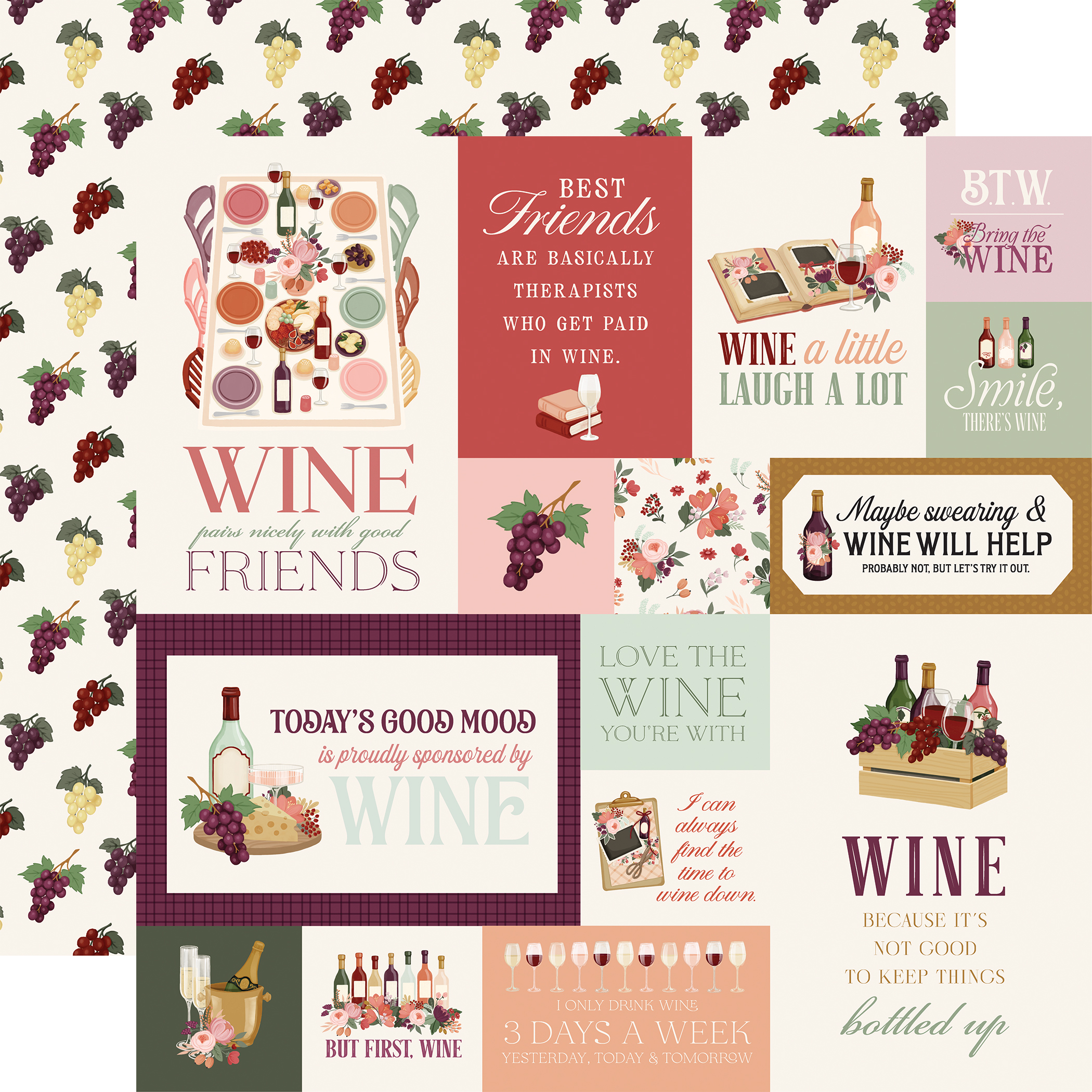 Carta Bella Wine 12X12 Multi Journaling Cards