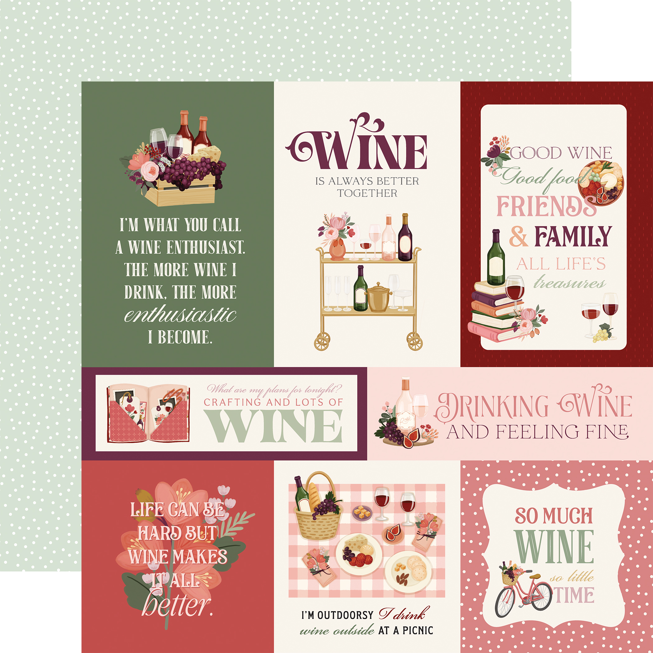 Carta Bella Wine 12X12 6X4 Journaling Cards