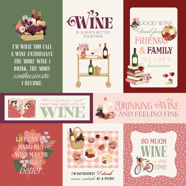 Carta Bella Wine 12X12 6X4 Journaling Cards