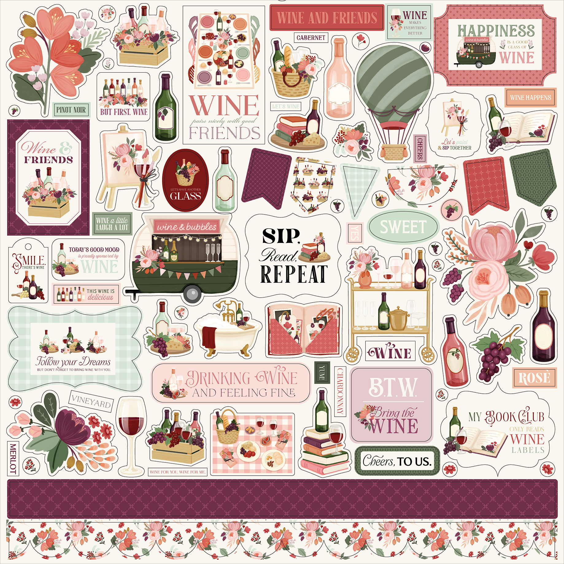 Carta Bella Wine Element Sticker