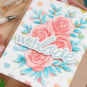 Waffle Flower Stencil Postage Collage Peony