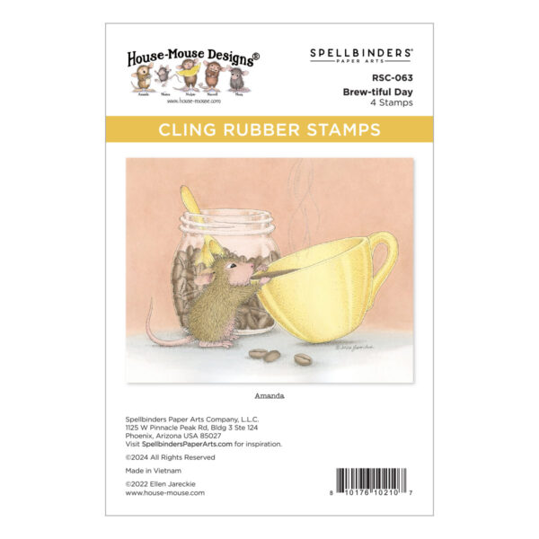 SPELLBINDERS STAMP BREW-TIFUL DAY HOUSE MOUSE
