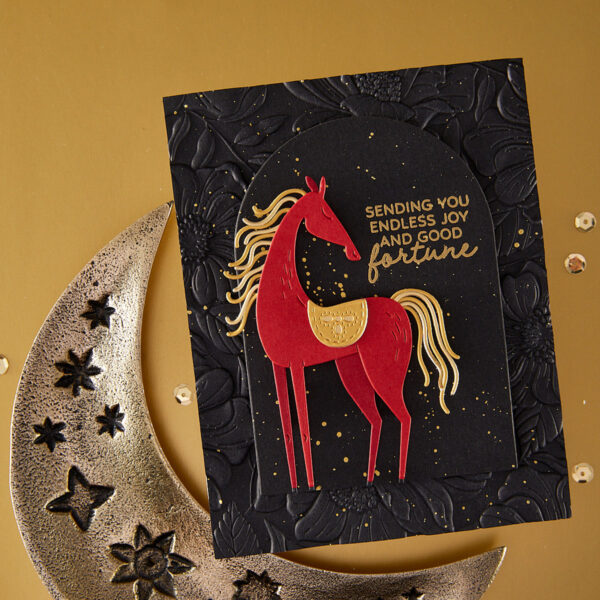 SPELLBINDERS STAMP/DIE GOOD FORTUNE HORSE