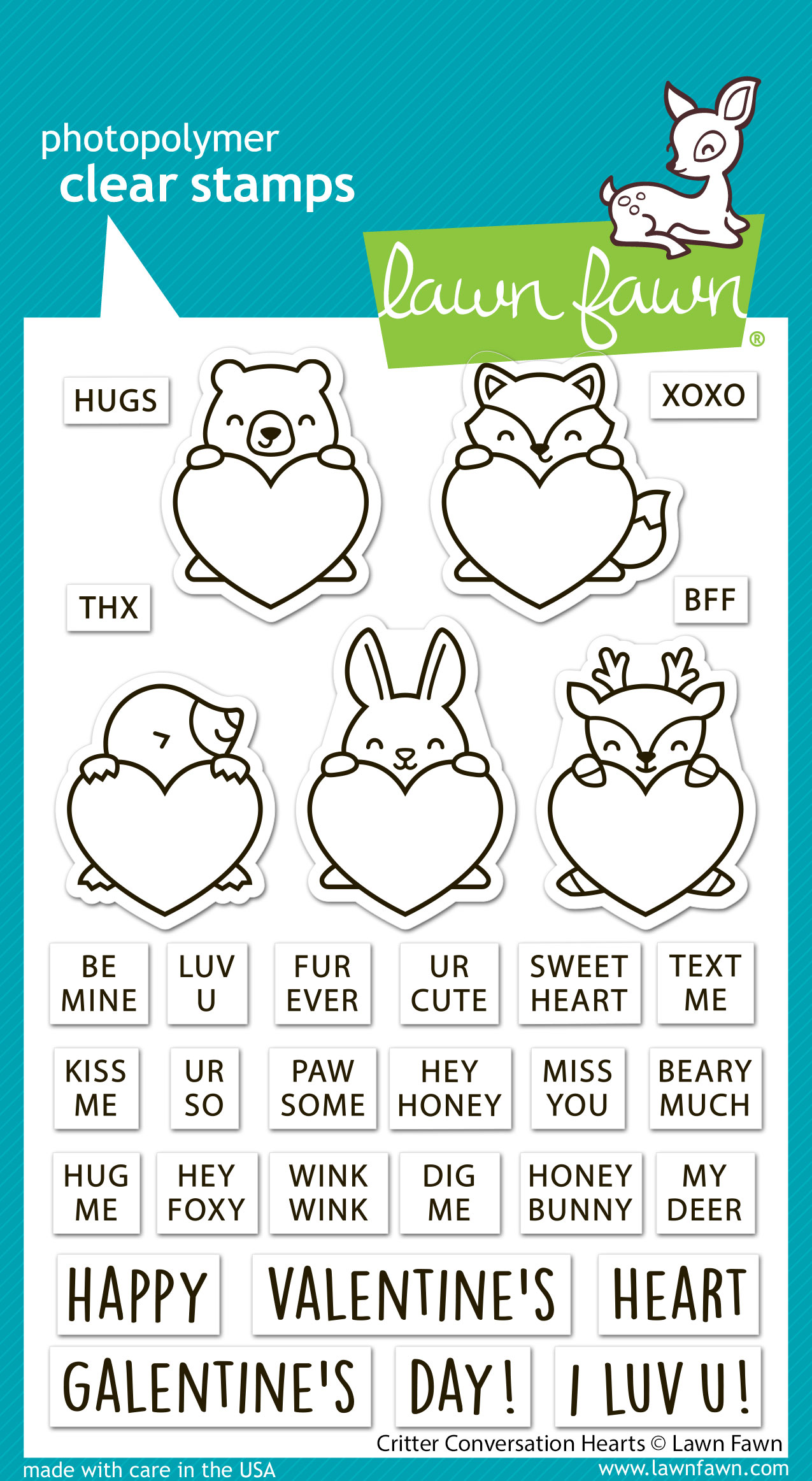 Lawn Fawn Stamp Critter Conversation Hearts