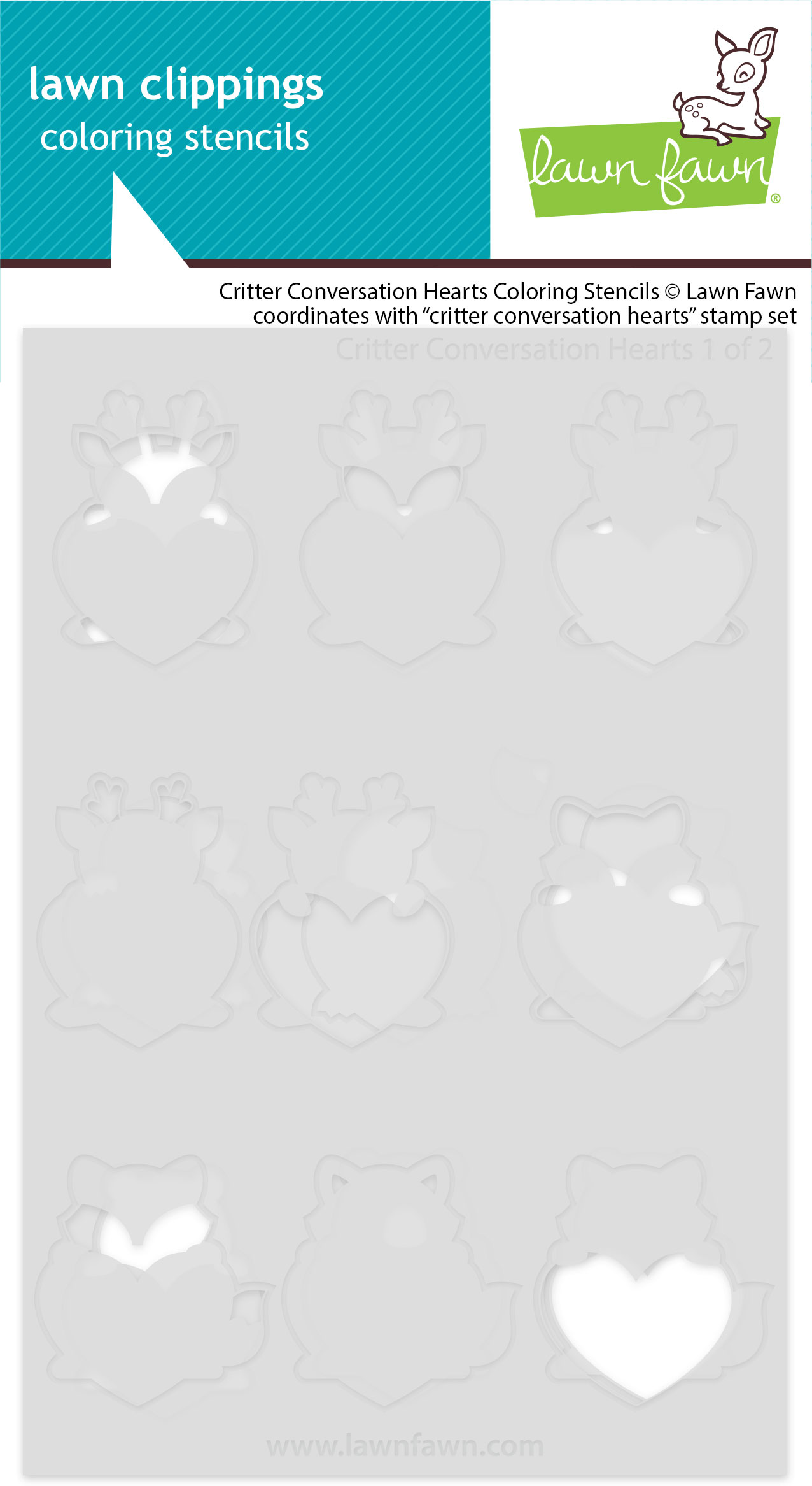 Lawn Fawn Stencil Critter Conversation Hearts Add-on Coloring Stencil