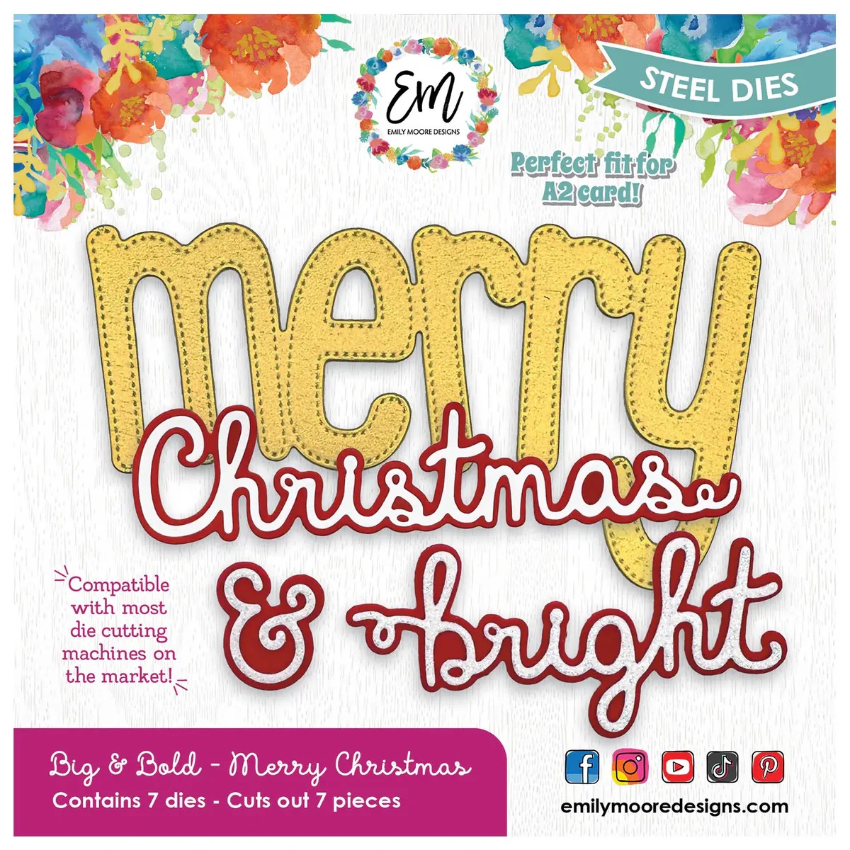 Emily Moore Designs Dies Big & Bold Merry Chrismas Words
