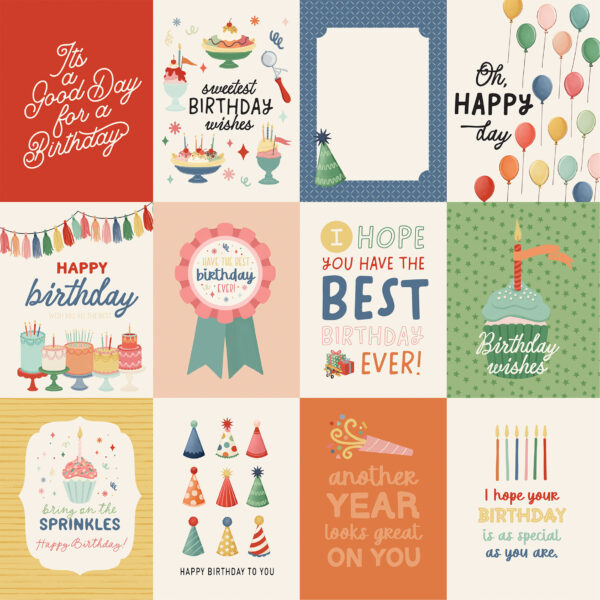 Carta Bella They Say It's Your Birthday 12X12 3X4 Journaling Cards