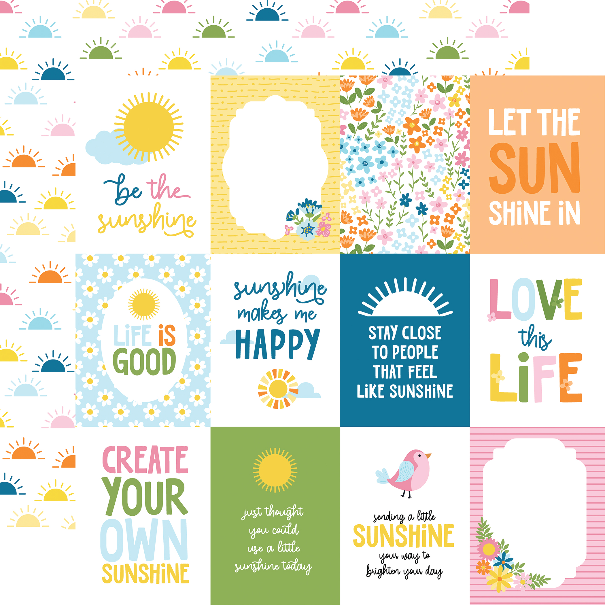 Echo Park You Are My Sunshine 12X12 3X4 Journaling Cards