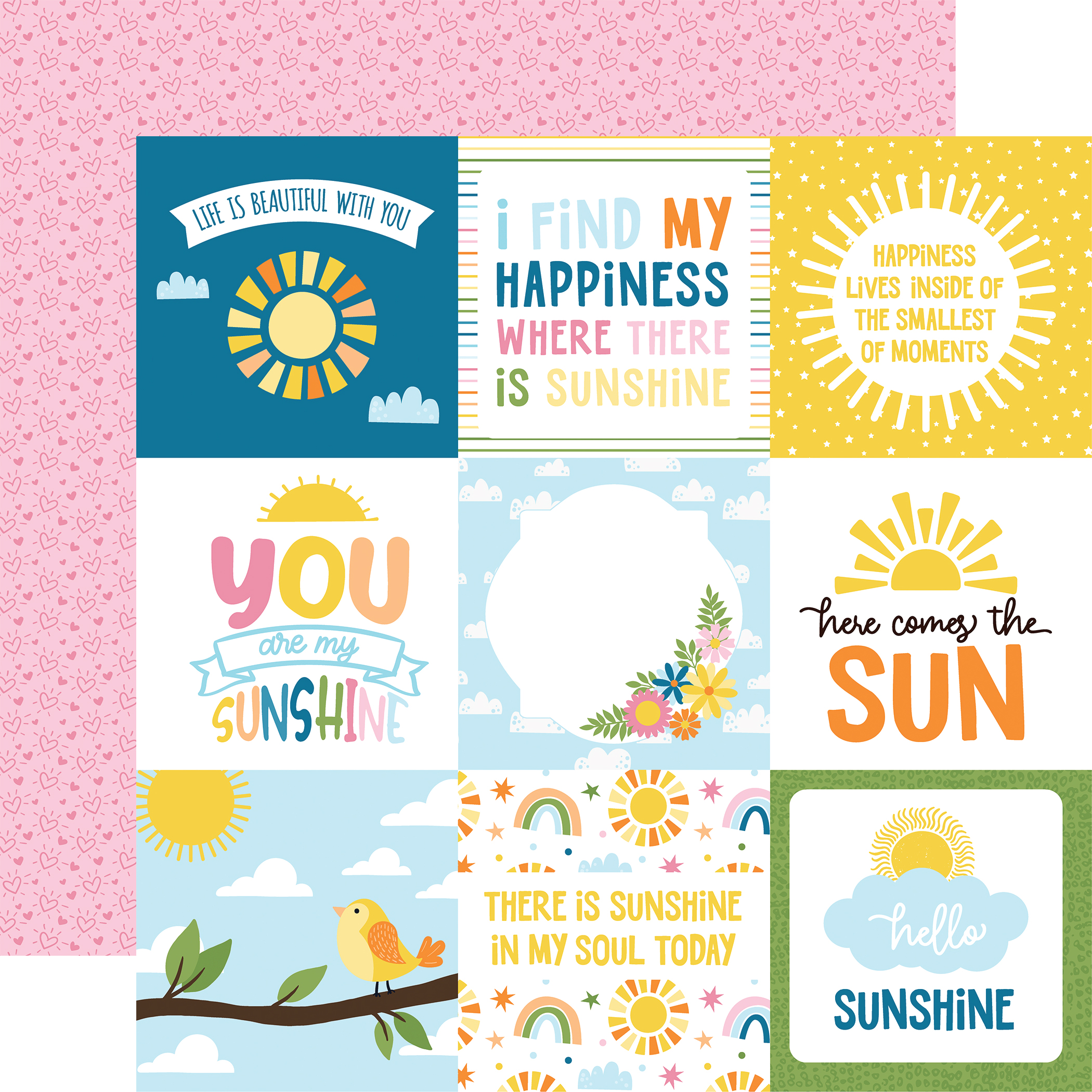 Echo Park You Are My Sunshine 12X12 4X4 Journaling Cards