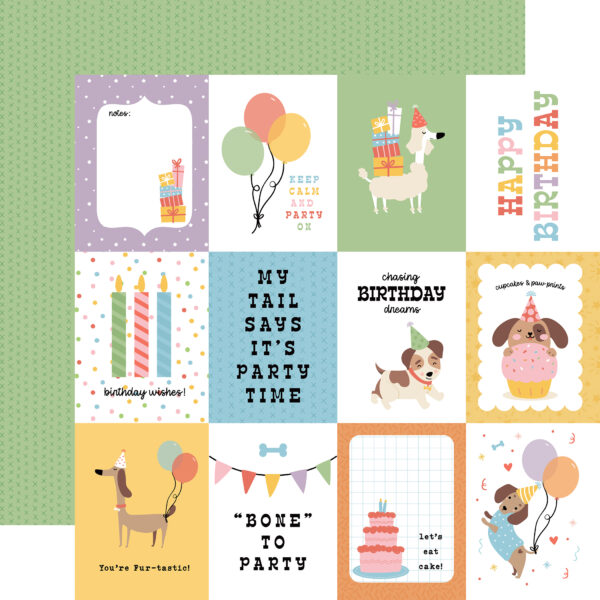 Echo Park Party Animal 12X12 3X4 Journaling Cards