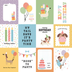 Echo Park Party Animal 12X12 3X4 Journaling Cards
