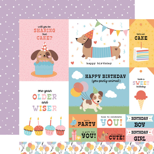 Echo Park Party Animal 12X12 Multi Journaling Cards