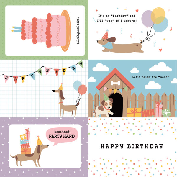 Echo Park Party Animal 12X12 6X4 Journaling Cards