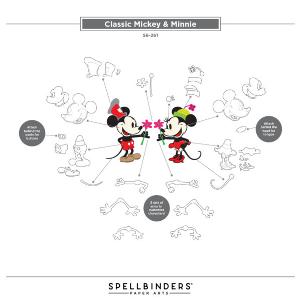 Spellbinders Steamboat Willie Duo Etched Dies From the Say Cheese Classic Mouse Collection