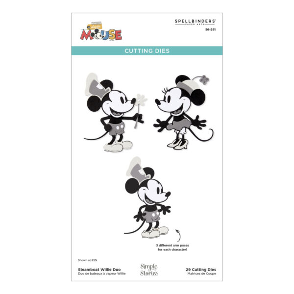 Spellbinders Steamboat Willie Duo Etched Dies From the Say Cheese Classic Mouse Collection