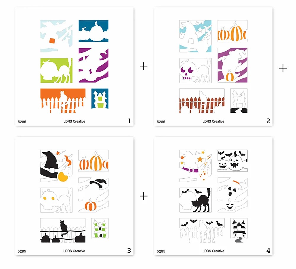 LDRS STENCIL HALLOWEEN POSTAGE COLLAGE