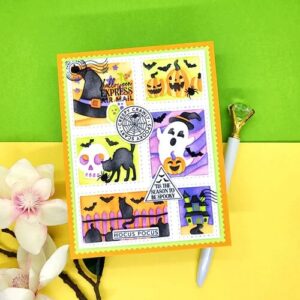 LDRS STENCIL HALLOWEEN POSTAGE COLLAGE