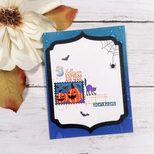 LDRS STENCIL HALLOWEEN POSTAGE COLLAGE