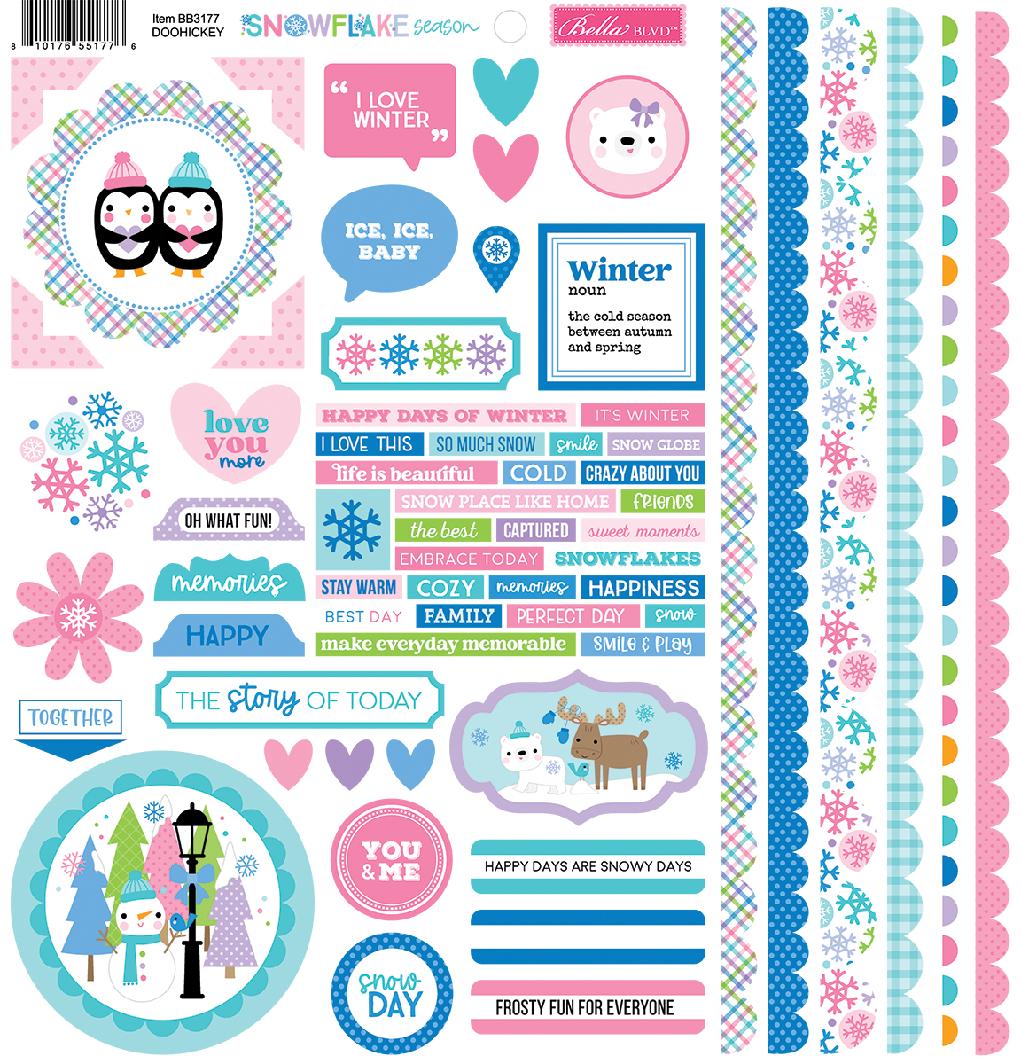 Bella Boulevard Snowflake Season Doohickey Cardstock Stickers