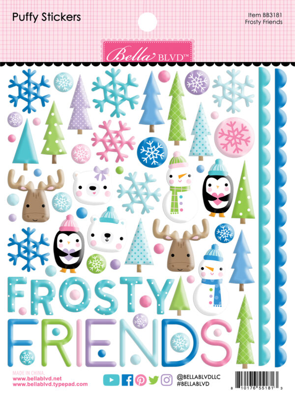 Bella Boulevard Snowflake Season Frosty Friends Puffy Stickers