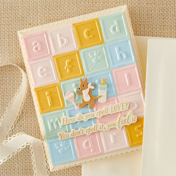 Spellbinders Classic Pooh Baby Blocks 3D Embossing Folder With Simple Stories