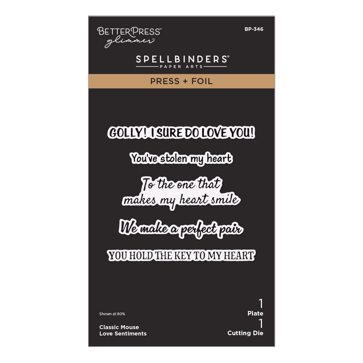 Spellbinders Classic Mouse Love Sentiments Press + Foil Plate & Die Set