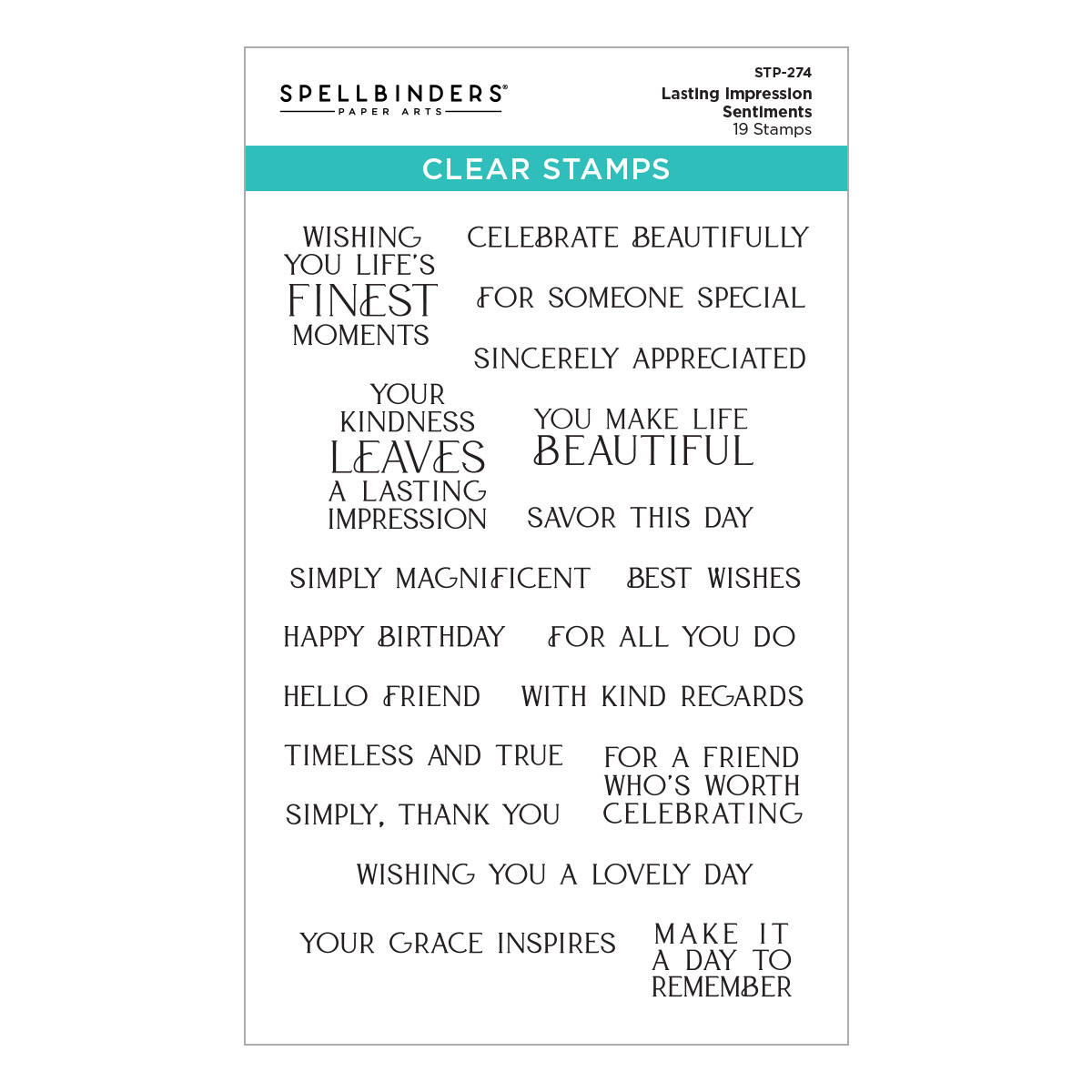 Spellbinders Lasting Impressions Clear Stamp Set