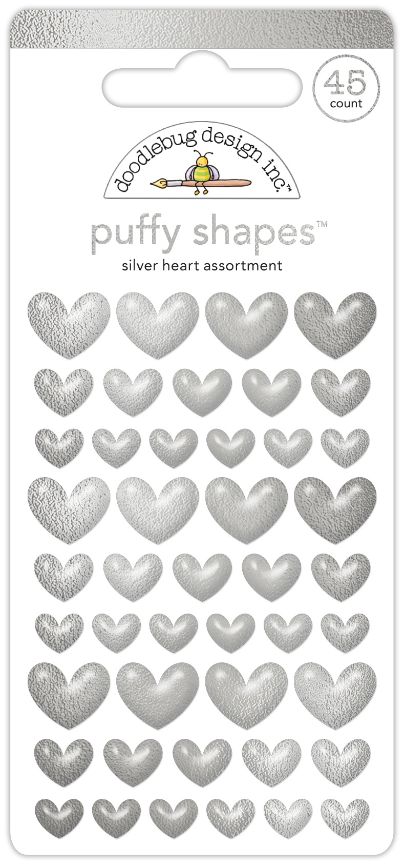 DOODLEBUG PUFFY SHAPES HEART SILVER