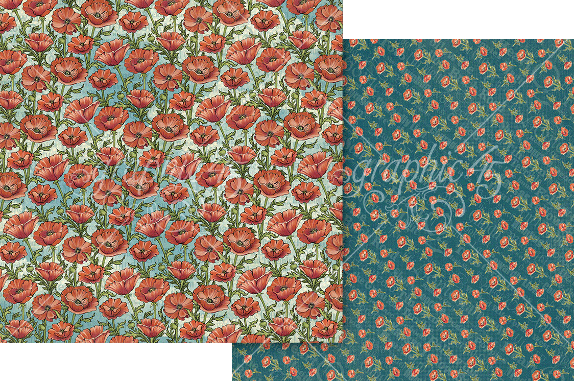 Graphic 45 Wonder of Oz 12X12 Field of Poppies