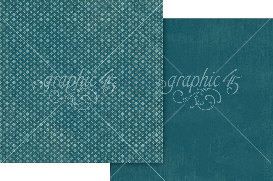 Graphic 45 Wonder of Oz 12X12 Sky Blue Pattern & Solid Sheet