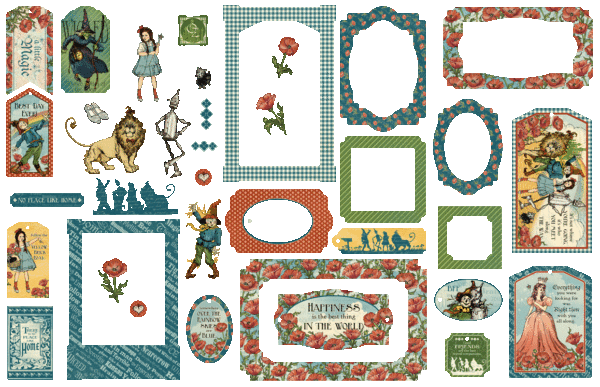 Graphic 45 Wonder of Oz Chipboard Pieces, Tags & Frames