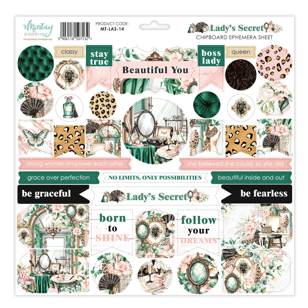 Mintay Lady's Secret 12 X 12 Chipboard Ephemera