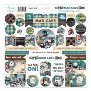 Mintay Man Cave 12 X 12 Chipboard Ephemera Sheet