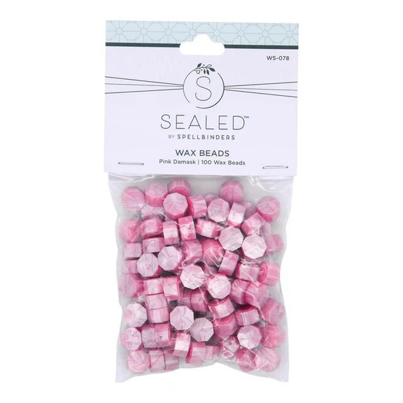 Spellbinders Pink Damask Aqua Wax Beads From the Sealed By Spellbinders Collection