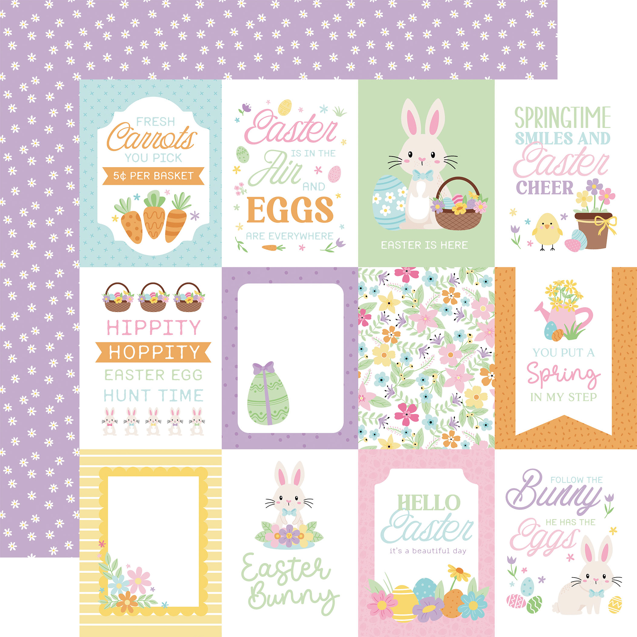 Echo Park Easter Basket 12X12 3X4 Journaling Cards