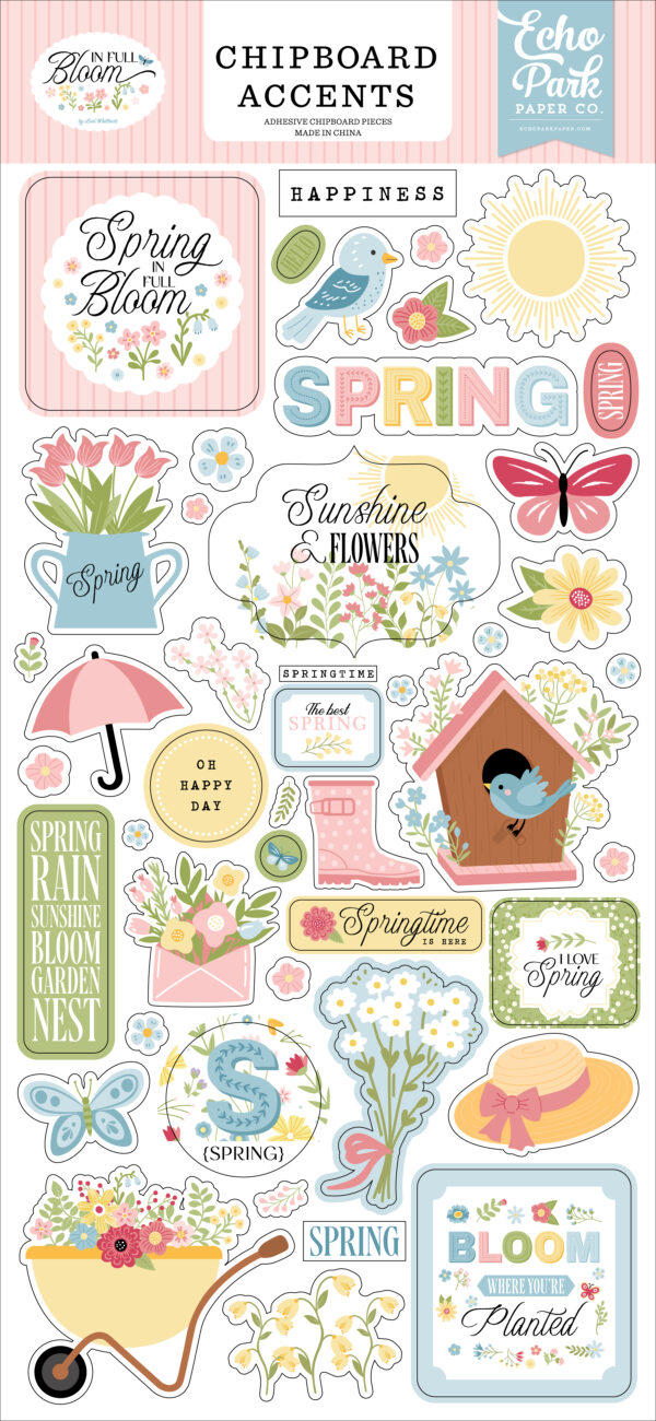 Echo Park in Full Bloom 6X13 Chipboard Accents Echo Park in Full Bloom 6X13 Chipboard Accents