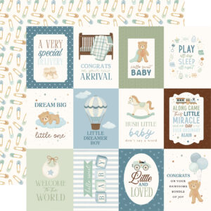 Carta Bella Little Lullbies Baby Boy 12X12 3X4 Journaling Cards