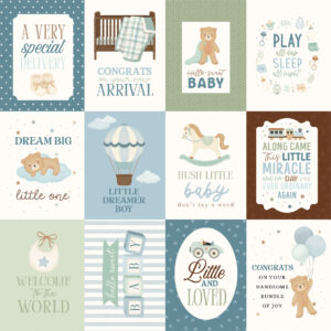 Carta Bella Little Lullbies Baby Boy 12X12 3X4 Journaling Cards
