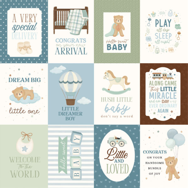 Carta Bella Little Lullbies Baby Boy 12X12 3X4 Journaling Cards