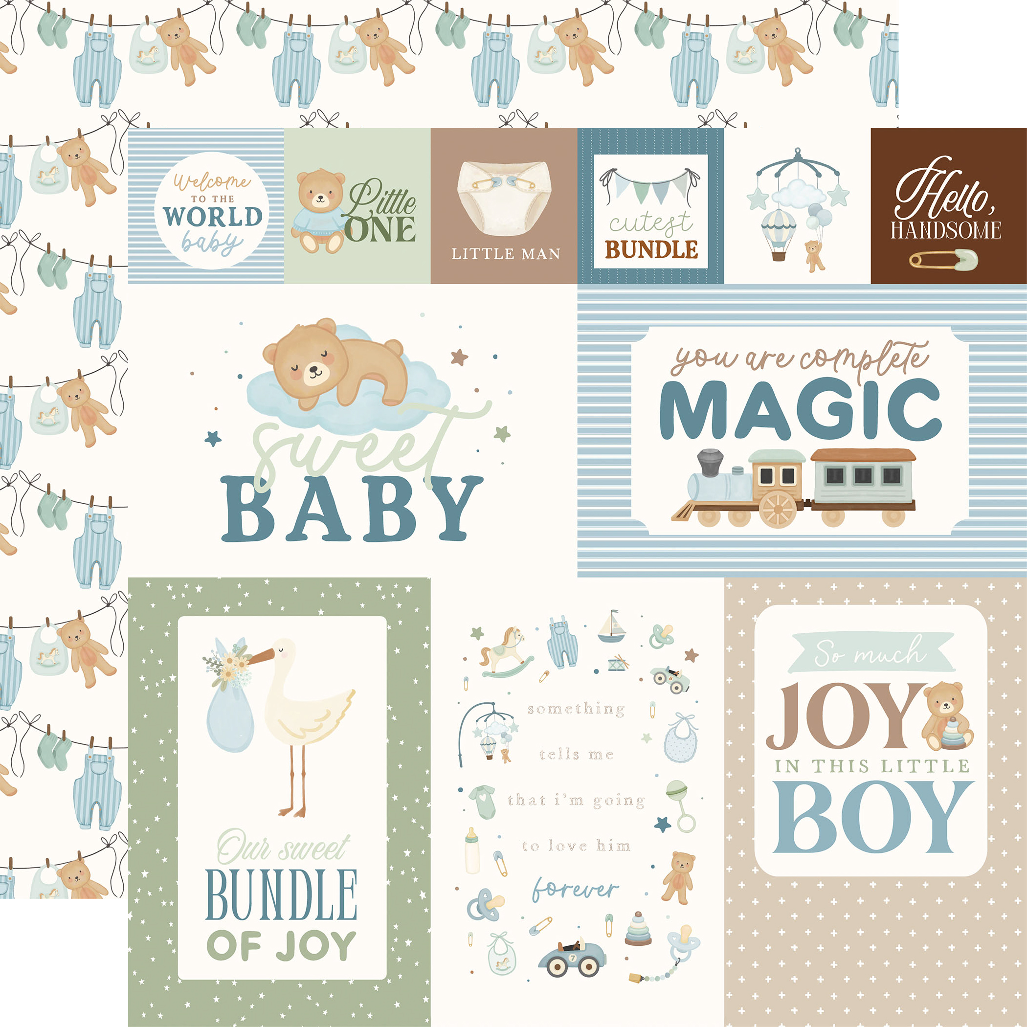 Carta Bella Little Lullbies Baby Boy 12X12 Multi Journaling Cards